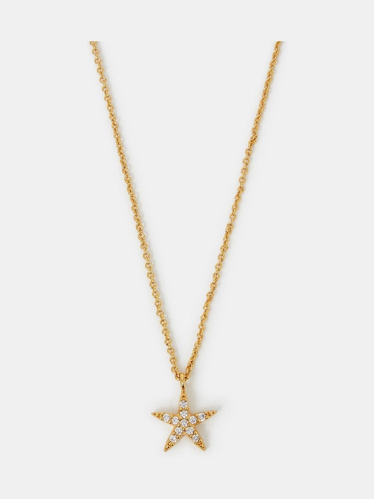 Accessorize Gold 14ct Plated Starfish Pendant Necklace - Image 1 of 2