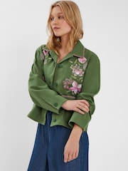 Accessorize Green Jasmine Embroidered 100% Cotton Jacket - Image 2 of 4