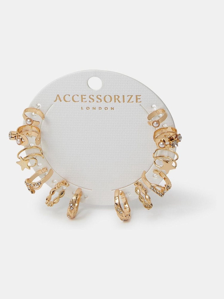 Accessorize Gold Tone Celestial Ear Cuffs 6 Pack - Image 2 of 3