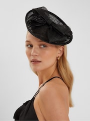 Accessorize Black Structured Disc Bow Fascinator Hat - Image 1 of 3