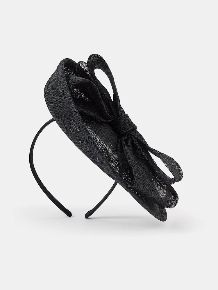 Accessorize Black Structured Disc Bow Fascinator Hat - Image 2 of 3