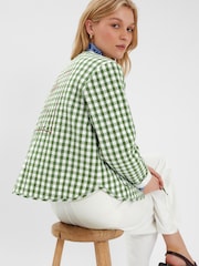 Accessorize Green Cherry Gingham Quilted 100% Cotton Jacket - Image 2 of 4