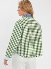 Accessorize Green Cherry Gingham Quilted 100% Cotton Jacket - Image 3 of 4