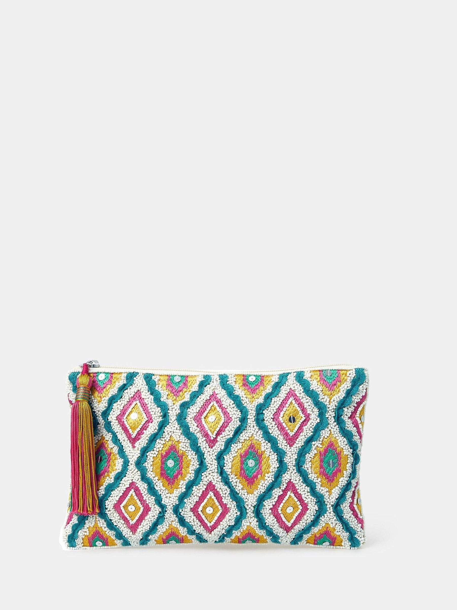 Accessorize Blue Diamond Embellished Clutch Bag