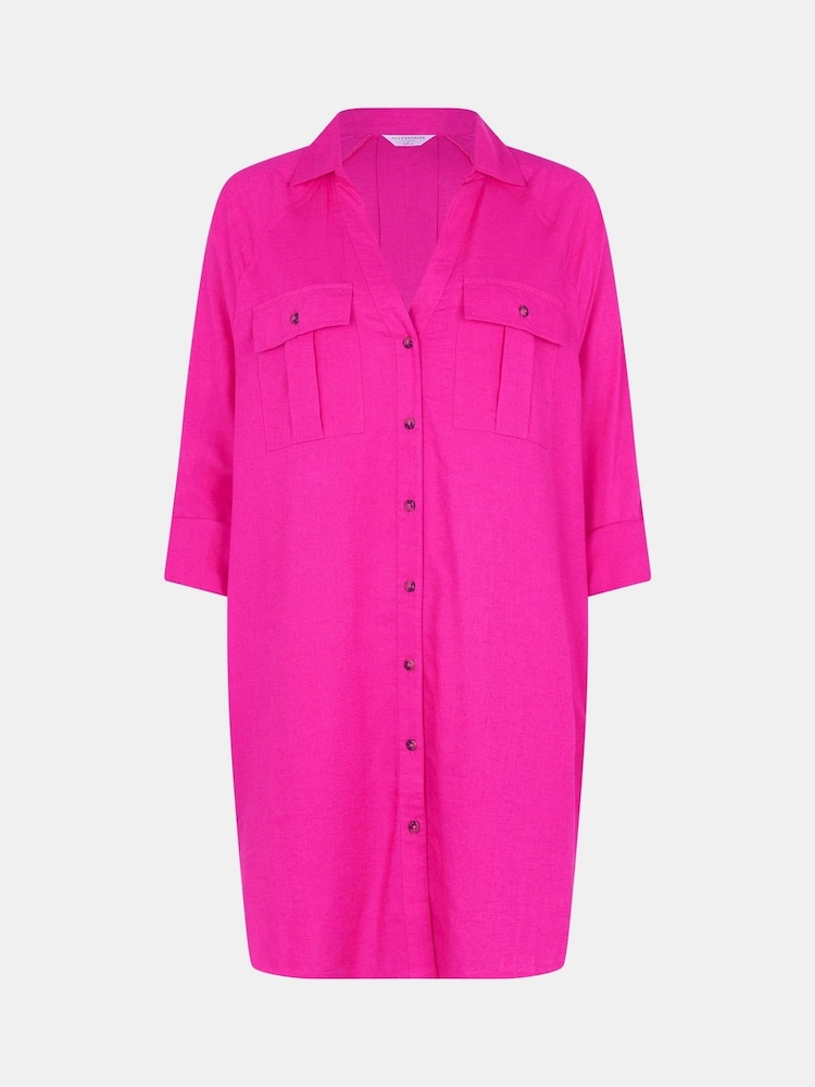 Accessorize Pink Long Sleeve Beach Cover-Up Shirt - Image 4 of 4