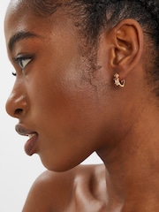 Accessorize Gold Plated 14ct Sparkle Flower Hoop Earrings - Image 2 of 2