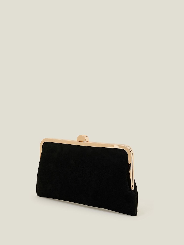 črna - Accessorize Suedette Clip Frame Clutch Bag - Slika 2 iz 3