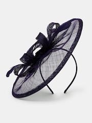 Accessorize Blue Woven Bow Feather Disc Fascinator Hat - Image 2 of 3