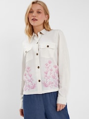 Accessorize Natural Floral Print Embroidered Shacket - Image 1 of 3