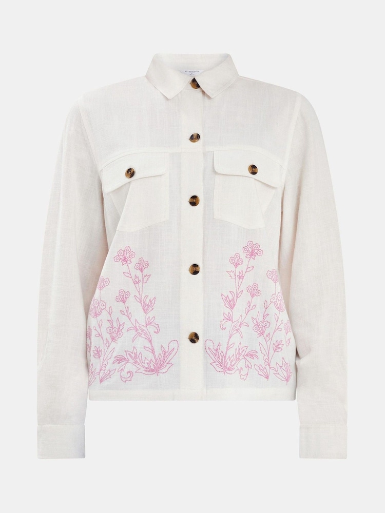 Accessorize Natural Floral Print Embroidered Shacket - Image 3 of 3