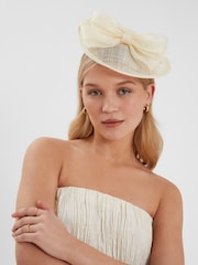 Accessorize Natural Structured Disc Bow Fascinator Hat - Image 1 of 3
