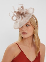 Accessorize Natural Feather Bow Disc Fascinator Hat - Image 1 of 3