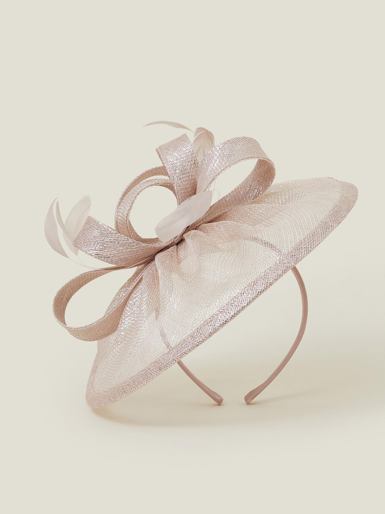 Accessorize Natural Feather Bow Disc Fascinator Hat - Image 2 of 3