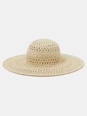 Accessorize Natural Crochet Floppy Hat - Image 1 of 2
