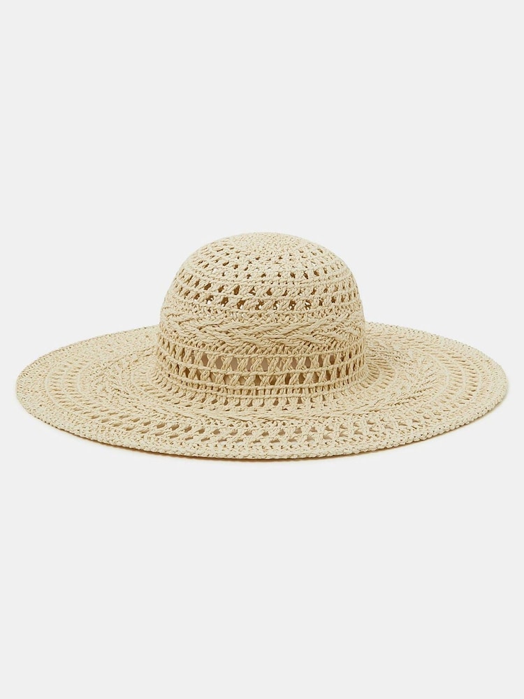 Accessorize Natural Crochet Floppy Hat - Image 1 of 2