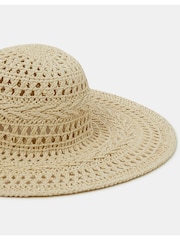 Accessorize Natural Crochet Floppy Hat - Image 2 of 2