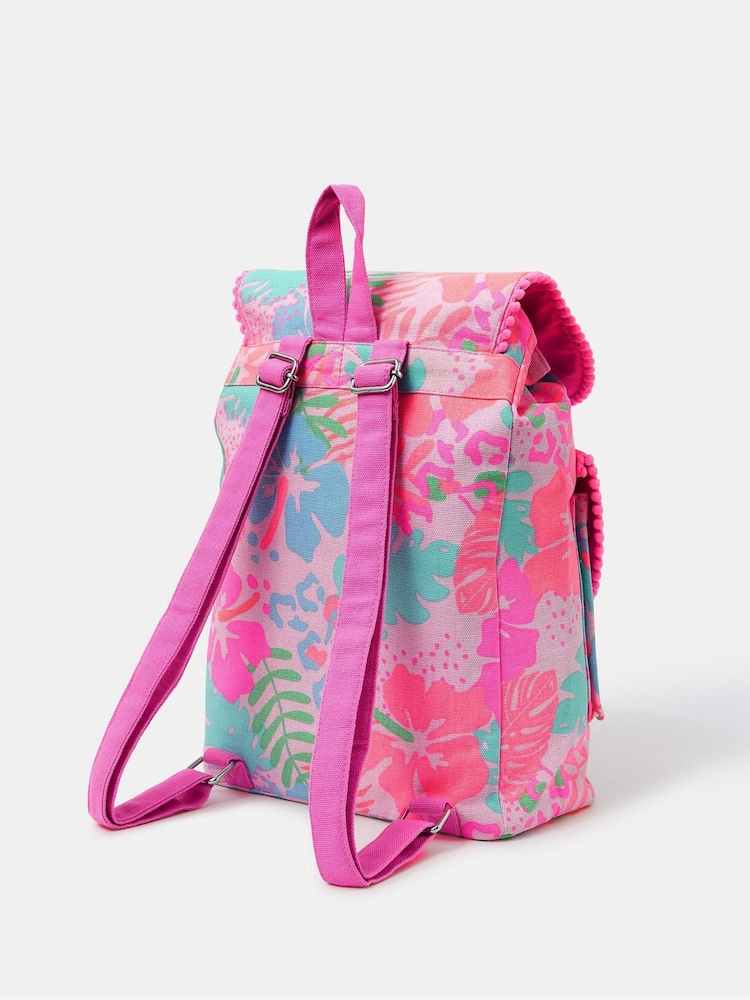 Angels By Accessorize Pink Girls Tropical Print Canvas Backpack - Image 2 of 3