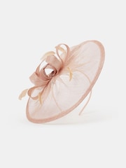 Accessorize Pink Light Woven Bow Feather Disc Fascinator Hat - Image 2 of 3