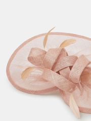 Accessorize Pink Light Woven Bow Feather Disc Fascinator Hat - Image 3 of 3