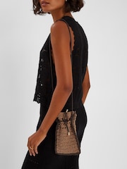 Accessorize Natural Raffia Phone Bag - Image 1 of 3