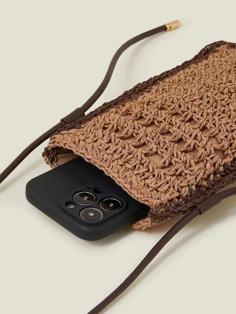Accessorize Natural Raffia Phone Bag - Image 3 of 3