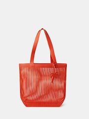 Accessorize Orange Mesh Stripe Shopper Bag - Image 1 of 2