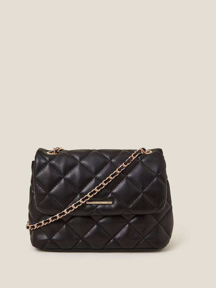 Accessorize Black Quilted Faux Leather Cross-Body Bag - Image 1 of 3