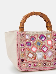 Accessorize Cream Mirror Embellished Handbag - Image 3 of 3