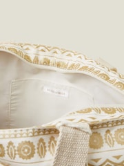 Accessorize Gold Metallic Print Canvas Beach Bag - Image 3 of 3