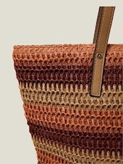 Accessorize Orange Stripe Raffia Shoulder Bag - Image 2 of 3