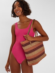 Accessorize Orange Stripe Raffia Shoulder Bag - Image 3 of 3