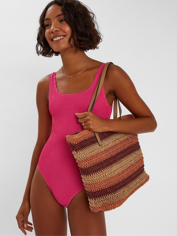 Accessorize Orange Stripe Raffia Shoulder Bag - Image 3 of 3