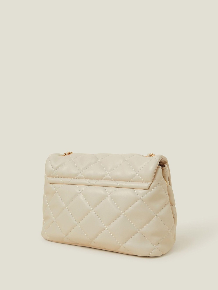 Accessorize Cream Quilted Faux Leather Cross-Body Bag - Image 2 of 3