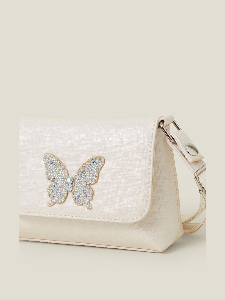 Angels By Accessorize Cream Girls Diamante Butterfly Bag - Image 2 of 2