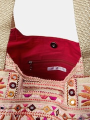 Accessorize Cream Palm Mirror Embellished Tote Bag - Image 3 of 3