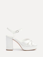 Linzi Cream Bridal Keliah Platform Cross-Over Strap Block Heeled Sandals - Image 3 of 6