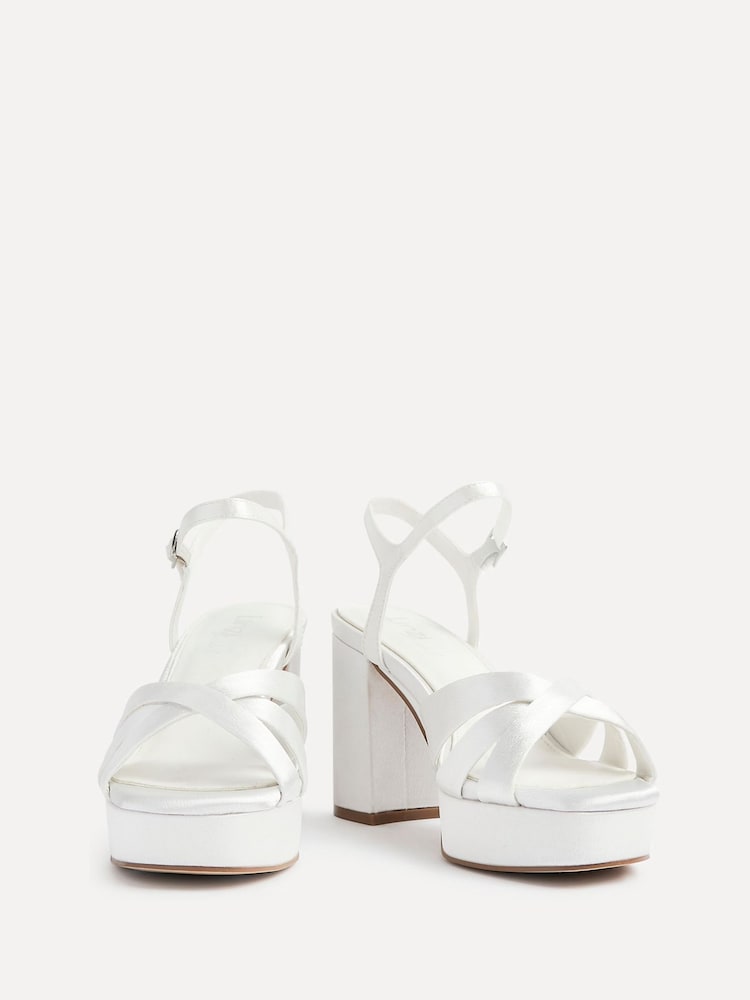 Linzi Ivory Bridal Keliah Platform Cross-Over Strap Block Heeled Sandals - Image 7 of 7