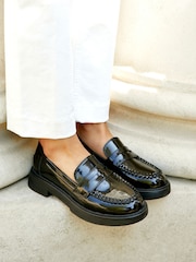 Linzi Black Direction Chunky Loafers With Woven Detail - Image 2 of 6