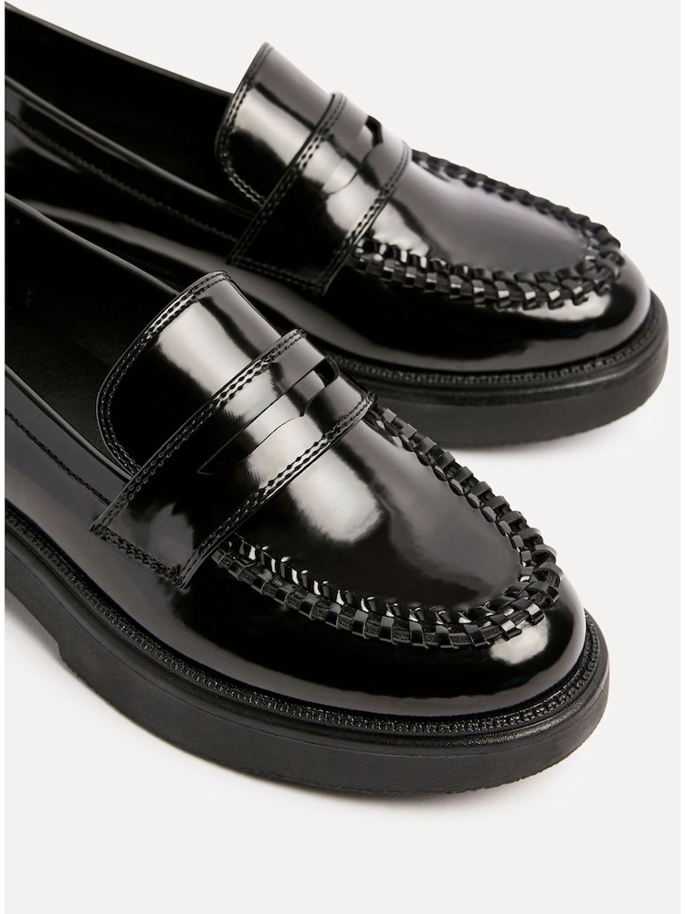 Linzi Black Direction Chunky Loafers With Woven Detail - Image 6 of 6