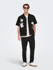Only & Sons Black Embroidery Abstract 100% Cotton Shirt - Image 3 of 7