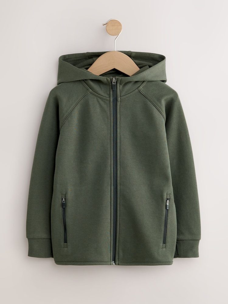 Khaki Green Tech Sportswear Zip Through Hoodie (3-16yrs) - Image 1 of 5 Khaki Green Tech Sportswear Zip Through Hoodie (3-16yrs) - Image 1 of 5