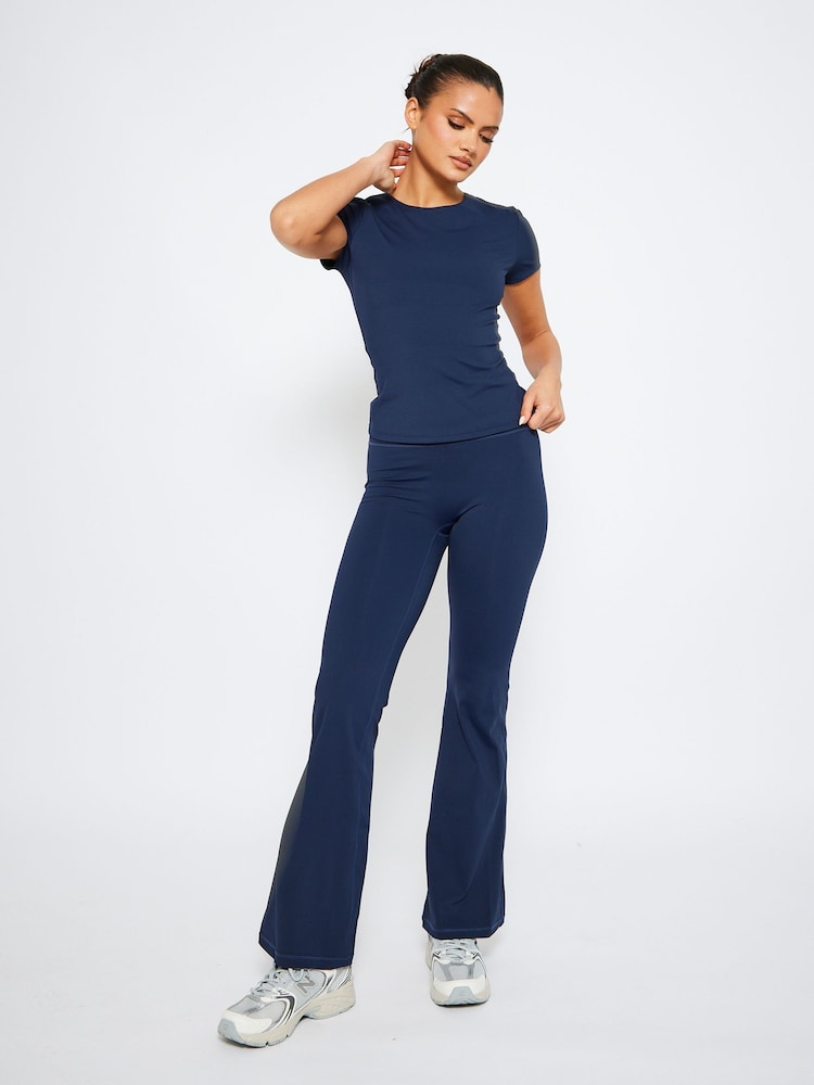 South Beach Blue Flared High Waist Leggings - Image 1 of 4