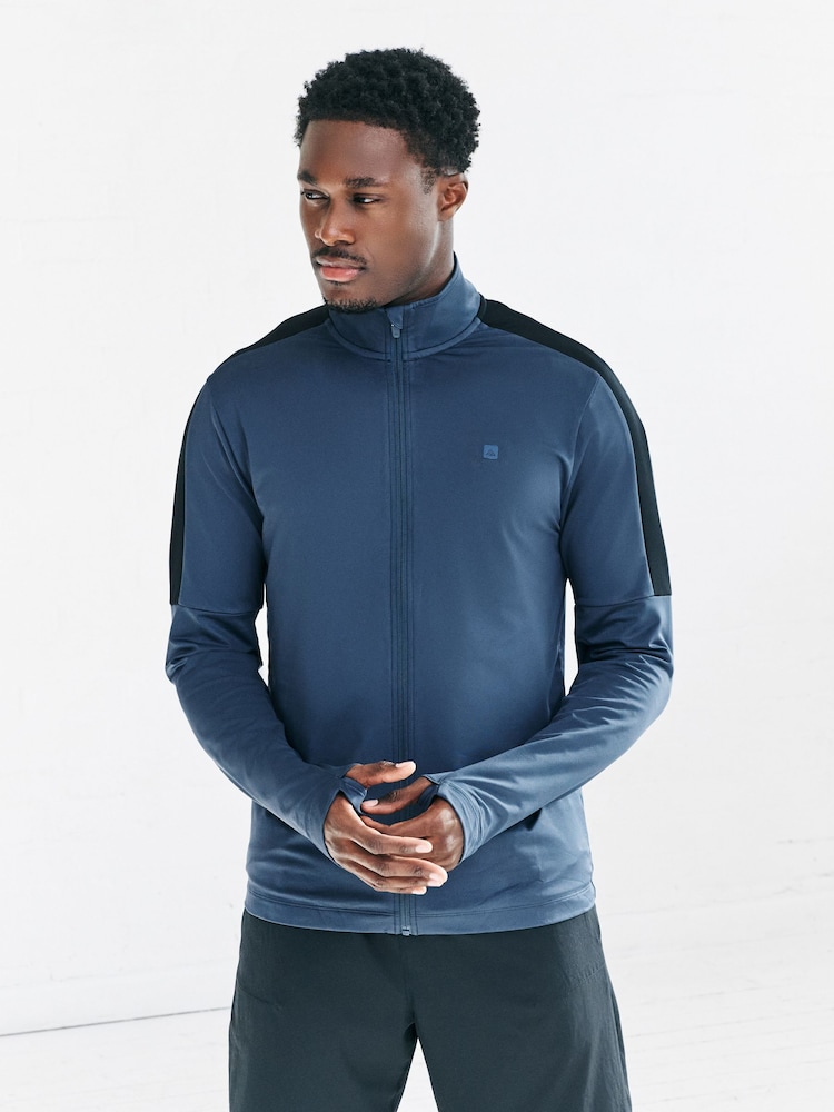 Steel Blue Zip Through Active Training Top - Image 1 of 9 Steel Blue Zip Through Active Training Top - Image 1 of 9
