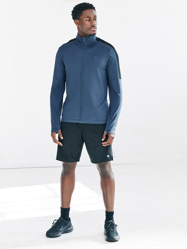 Steel Blue Zip Through Active Training Top - Image 2 of 9 Steel Blue Zip Through Active Training Top - Image 2 of 9
