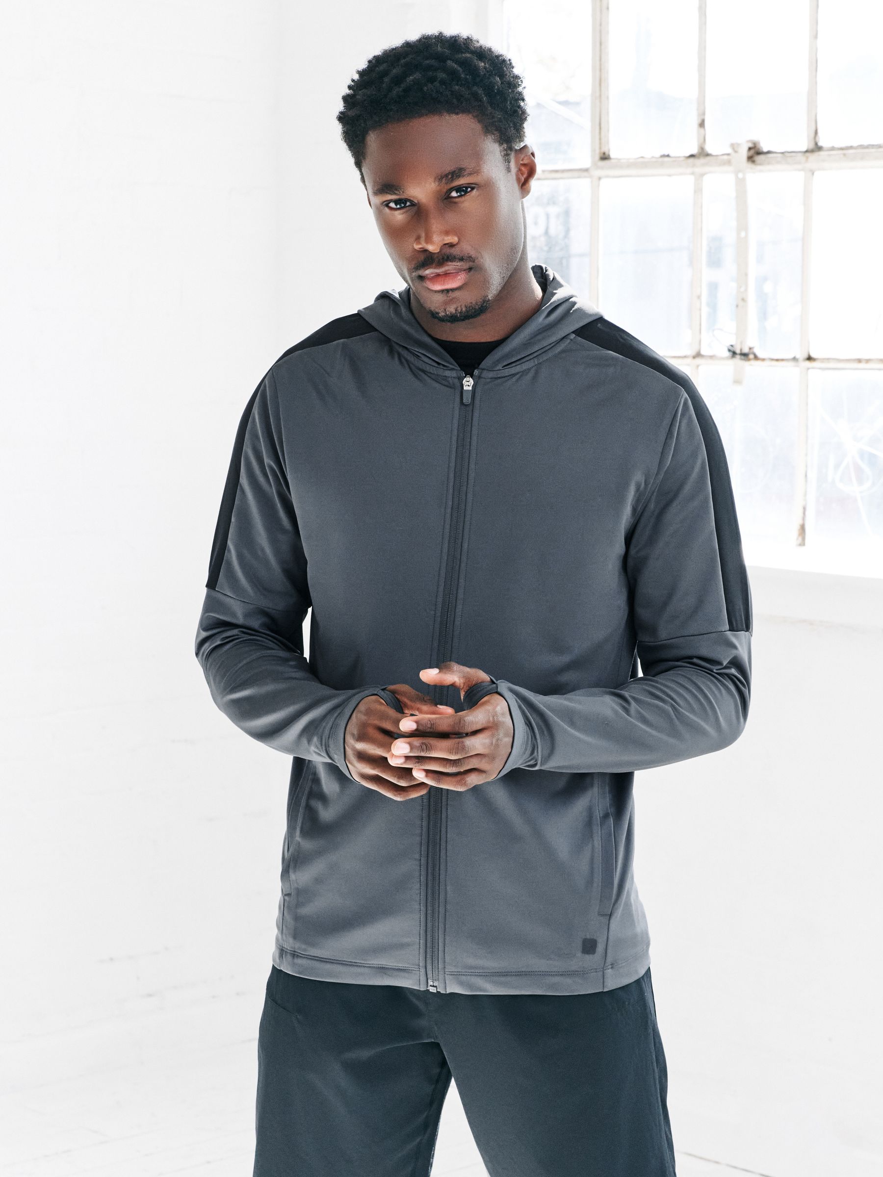トップス ALOUND VENTILATION SWEAT SETUP Buy Slate Grey Zip Through Hoodie Active Training Top from Next