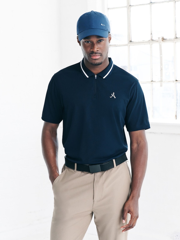 Navy Blue Active Tipped Golf Polo Shirt - Image 1 of 7