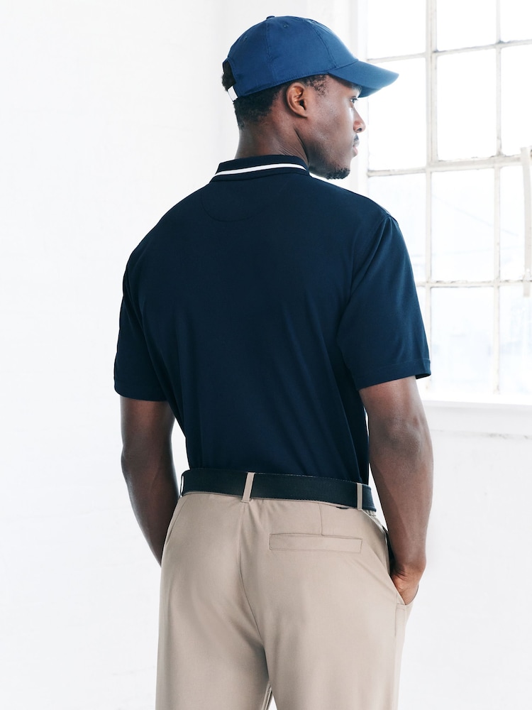 Navy Blue Active Tipped Golf Polo Shirt - Image 2 of 7