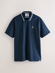 Navy Blue Active Tipped Golf Polo Shirt - Image 5 of 7