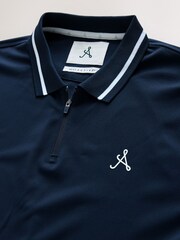 Navy Blue Active Tipped Golf Polo Shirt - Image 6 of 7