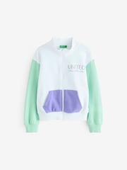 Benetton Girls Glitter Print White Sweat Top - Image 1 of 1